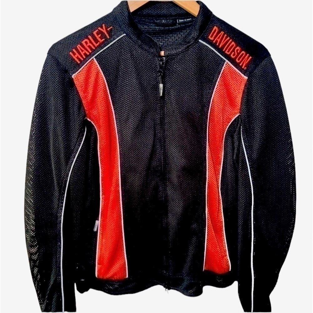 BHarley-Davidson RACING Black & Red  Mesh Riding Jacket Sport